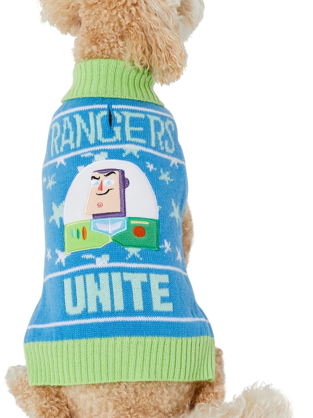 Disney Blue and Green 'Unite' Knit Dog Sweater - Buzz‎ Motif